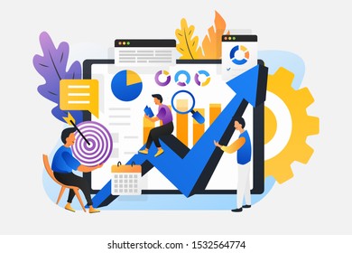Modern flat design illustration of Data Analysis. Can be used for website and mobile website or Landing page. Vector illustration