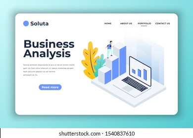 Modern flat design illustration of Data Analysis. Can be used for website and mobile website or Landing page. Vector illustration