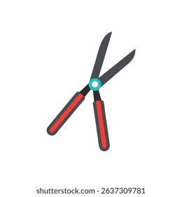 Modern Flat Design Illustration of Garden Shears on White Background