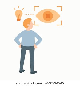 Modern Flat Design Illustration of a Man with Eye and Idea Concept