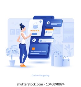 Modern flat design illustration of Online Shopping. Can be used for website and mobile website or Landing page. Easy to edit and customize. Vector illustration