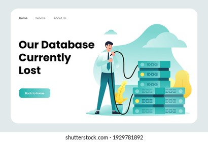 Modern flat design illustration of Our Database Curently Lost, for error state website and mobile website