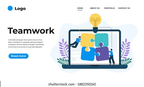 Modern flat design illustration of Teamwork. Can be used for website and mobile website or Landing page. Vector illustration