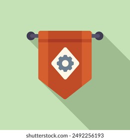 Modern flat design illustration of a vibrant banner with a gear symbol, symbolizing settings or customization