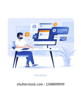 Modern Flat Design Illustration Of Web Design. Can Be Used For Website And Mobile Website Or Landing Page. Easy To Edit And Customize. Vector Illustration