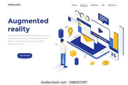 Modern flat design isometric concept of Augmented reality for website and mobile website. Landing page template. Easy to edit and customize. Vector illustration