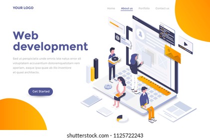 Modern flat design isometric concept of Web Development for website and mobile website. Landing page template. Easy to edit and customize. Vector illustration