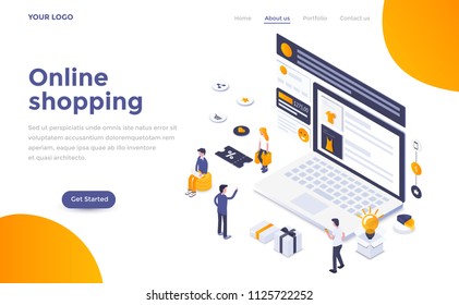 Modern flat design isometric concept of Online Shopping for website and mobile website. Landing page template. Easy to edit and customize. Vector illustration