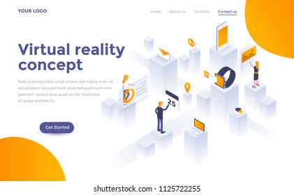 Modern flat design isometric concept of Virtual Reality concept for website and mobile website. Landing page template. Easy to edit and customize. Vector illustration