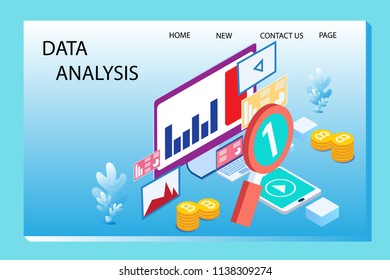 Modern flat design isometric concept of Seo Optimization for website and computer website. Landing page template. Easy to edit and customize, Vector illustration