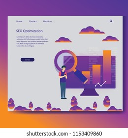 Modern flat design isometric concept of Seo Optimization for website and mobile website. Landing page template. Easy to edit and customize. Vector illustration