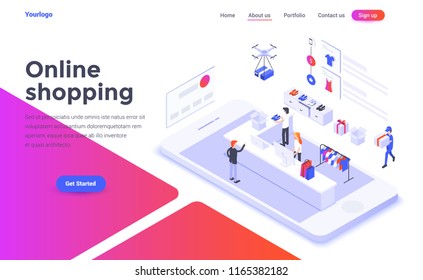 Modern flat design isometric concept of Online Shopping for website and mobile website. Landing page template. Easy to edit and customize. Vector illustration