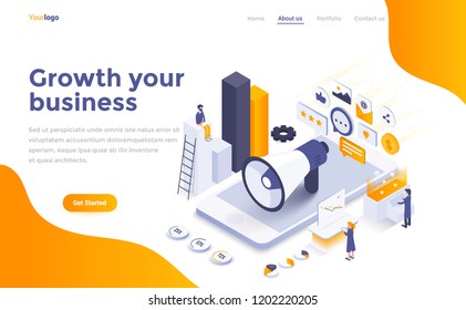 Modern flat design isometric concept of Growth your business for website and mobile website. Landing page template. Easy to edit and customize. Vector illustration