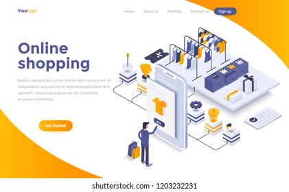 Modern flat design isometric concept of Online Shopping for website and mobile website. Landing page template. Easy to edit and customize. Vector illustration