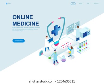 Modern flat design isometric concept of Medicine and Healthcare decorated people character for website and mobile website development. Isometric landing page template. Vector illustration.