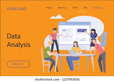Modern flat design isometric concept of Data Analysis for website and mobile website. Landing page template. Easy to edit and customize. Vector 