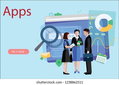 Modern flat design isometric concept of App Development for website and mobile website. Landing page template. Easy to edit and customize. Vector illustration