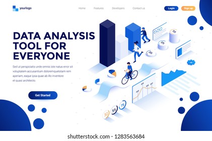 Modern flat design isometric concept of Data Analysis tool for everyone for website and mobile website. Landing page template. Easy to edit and customize. Vector illustration