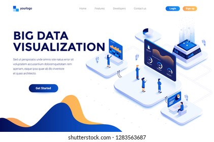 Modern flat design isometric concept of Big Data Visualization tool for everyone for website and mobile website. Landing page template. Easy to edit and customize. Vector illustration