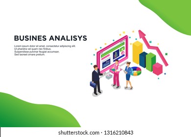 Modern flat design isometric concept of business analisys. Easy to edit and customize. Vector illustration - Vector