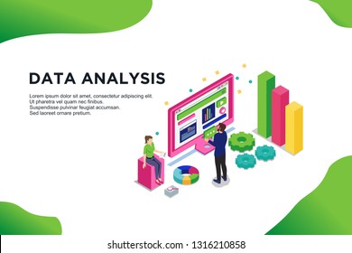 Modern flat design isometric concept of data analysis. Easy to edit and customize. Vector illustration - Vector