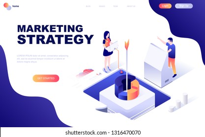 Modern flat design isometric concept of Marketing Strategy decorated people character for website and mobile website development. Isometric landing page template. Vector illustration.