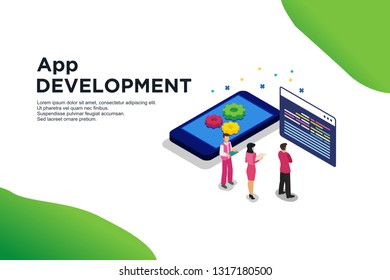 Modern flat design isometric concept of app development. Easy to edit and customize. Vector illustration - Vector