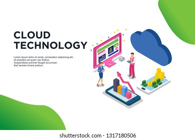 Modern flat design isometric concept of cloud technology. Easy to edit and customize. Vector illustration - Vector