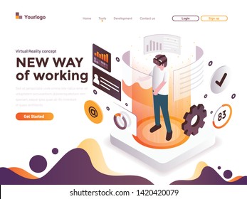 Modern flat design isometric concept of Virtual Reality for website and mobile website. Landing page template. Easy to edit and customize. Vector illustration
