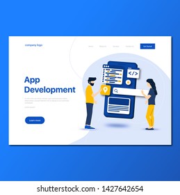 Modern flat design isometric concept of App Development for website and mobile website. Landing page template. Easy to edit and customize. Vector illustration