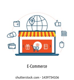 Modern flat design isometric concept of Online Shopping for website and mobile website.