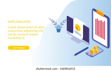 Modern flat design isometric concept for website and mobile website. Landing page template