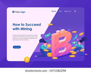 Modern flat design isometric concept of Cryptocurrency Trading for website and mobile website. Landing page template, dark theme. Easy to edit and customize. Vector illustration