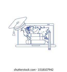 Modern flat design isometric concept of Online Education for website and mobile website. Concept of line icon