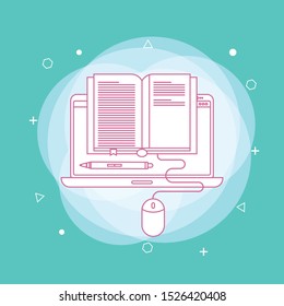 Modern flat design isometric concept of Online Education for website and mobile website. Concept of line icon