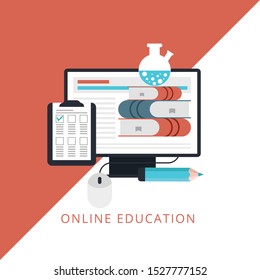 Modern flat design isometric concept of Online Education for website and mobile website. Concept of line icon