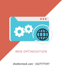 Modern flat design isometric concept of Seo Optimization for website and mobile website. Concept of line icon
