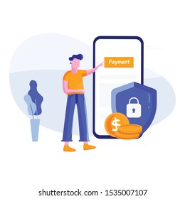 Modern flat design isometric concept of Online Banking for banner and website. Secure payment method , Security account and customer support.