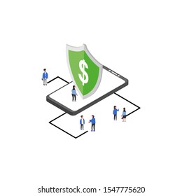 Modern flat design isometric concept of online payment online. Internet payments, protection money transfer, online bank for website and mobile website. Landing page template. vector illustration