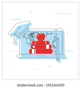 Modern flat design isometric concept of Online Education for website and mobile website.