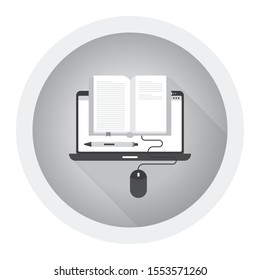 Modern flat design isometric concept of Online Education for website and mobile website. Black and white icon