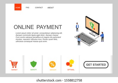 Modern flat design isometric concept of online payment online. Internet payments, money transfer, online bank for website and mobile website. Landing page template. vector illustration