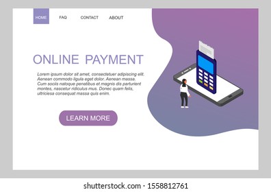 Modern flat design isometric concept of online payment online. Internet payments, money transfer, online bank for website and mobile website. Landing page template. vector illustration