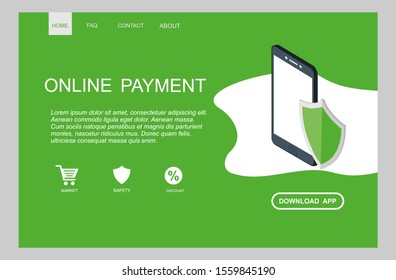 Modern flat design isometric concept of laptop security concept. smartphone with shield defense and lock on the screen. Flat cartoon style. for website and mobile website. Landing page vector template