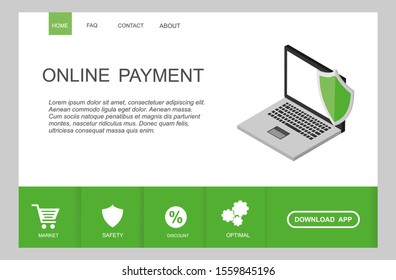Modern flat design isometric concept of laptop security concept. smartphone with shield defense and lock on the screen. Flat cartoon style. for website and mobile website. Landing page vector template