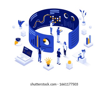 Modern flat design isometric concept of Data Analysis for website and mobile website. Landing page template. Easy to edit and customize. Vector illustration