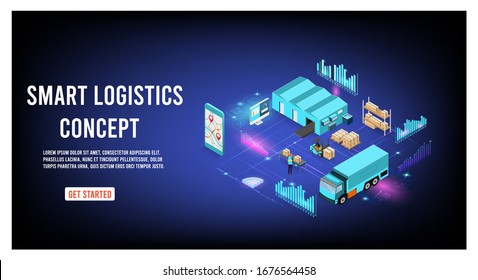 Modern flat design isometric concept of Smart Logistics with global logistics partnership for website and mobile website. 
Easy to edit and customize. Vector illustration