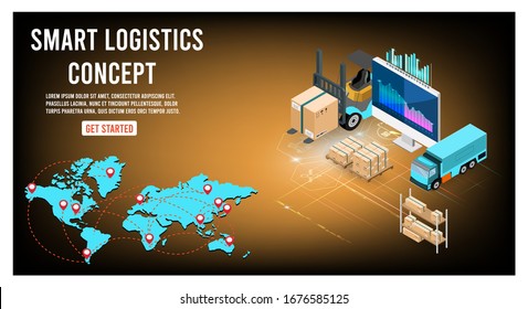Modern flat design isometric concept of Smart Logistics with global logistics partnership for website and mobile website. 
Easy to edit and customize. Vector illustration