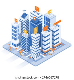 Modern flat design isometric concept of Smart City for website and mobile website. Easy to edit and customize. Vector Isometric illustration