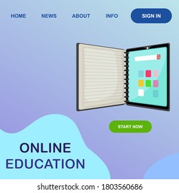 Diseño plano moderno concepto isométrico de Educación en línea para sitio web y sitio web móvil. Plantilla de página de inicio. Fácil de editar y personalizar. Ilustración del vector